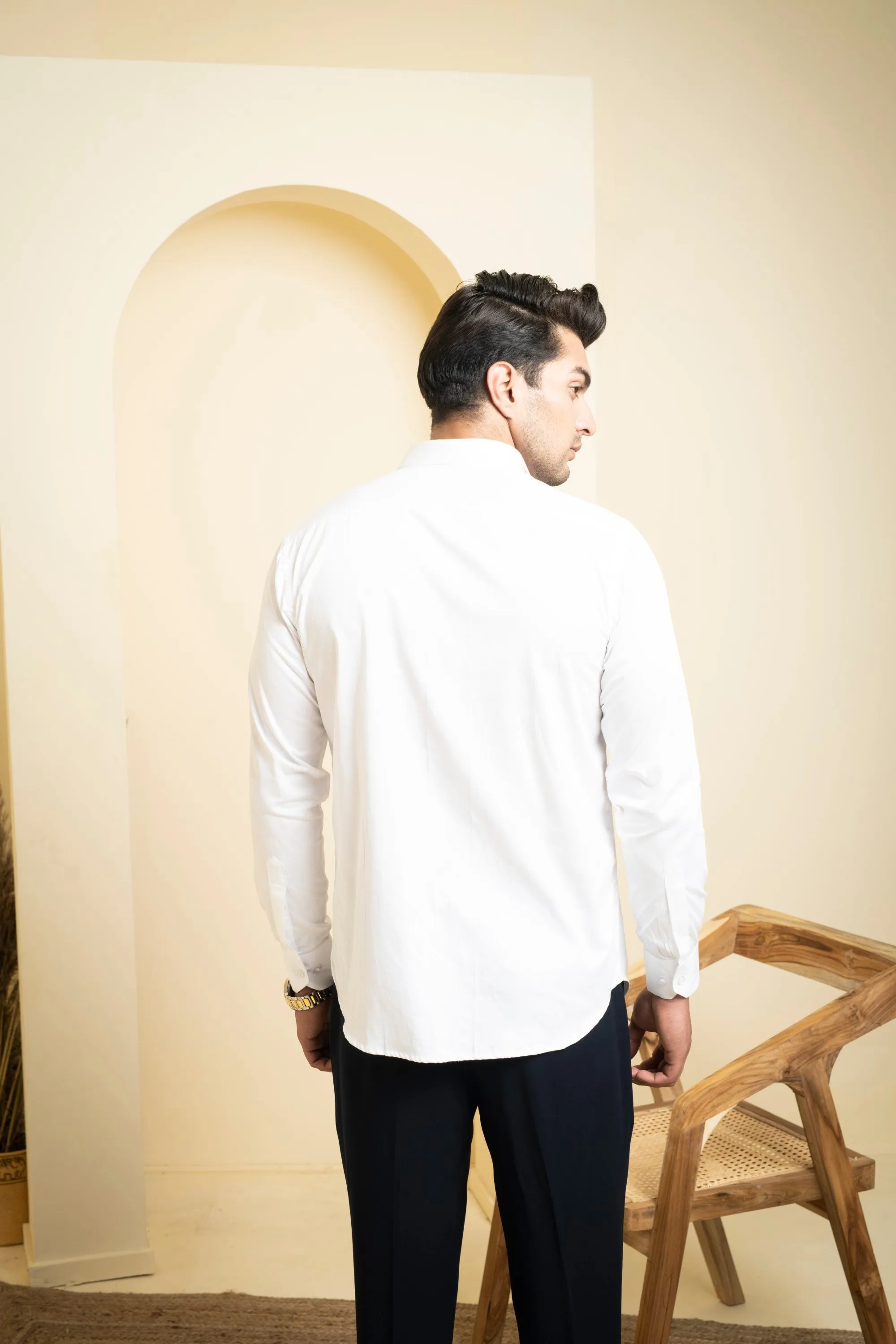 Men's White Color Redert Full Sleeves Shirt - Hilo Design