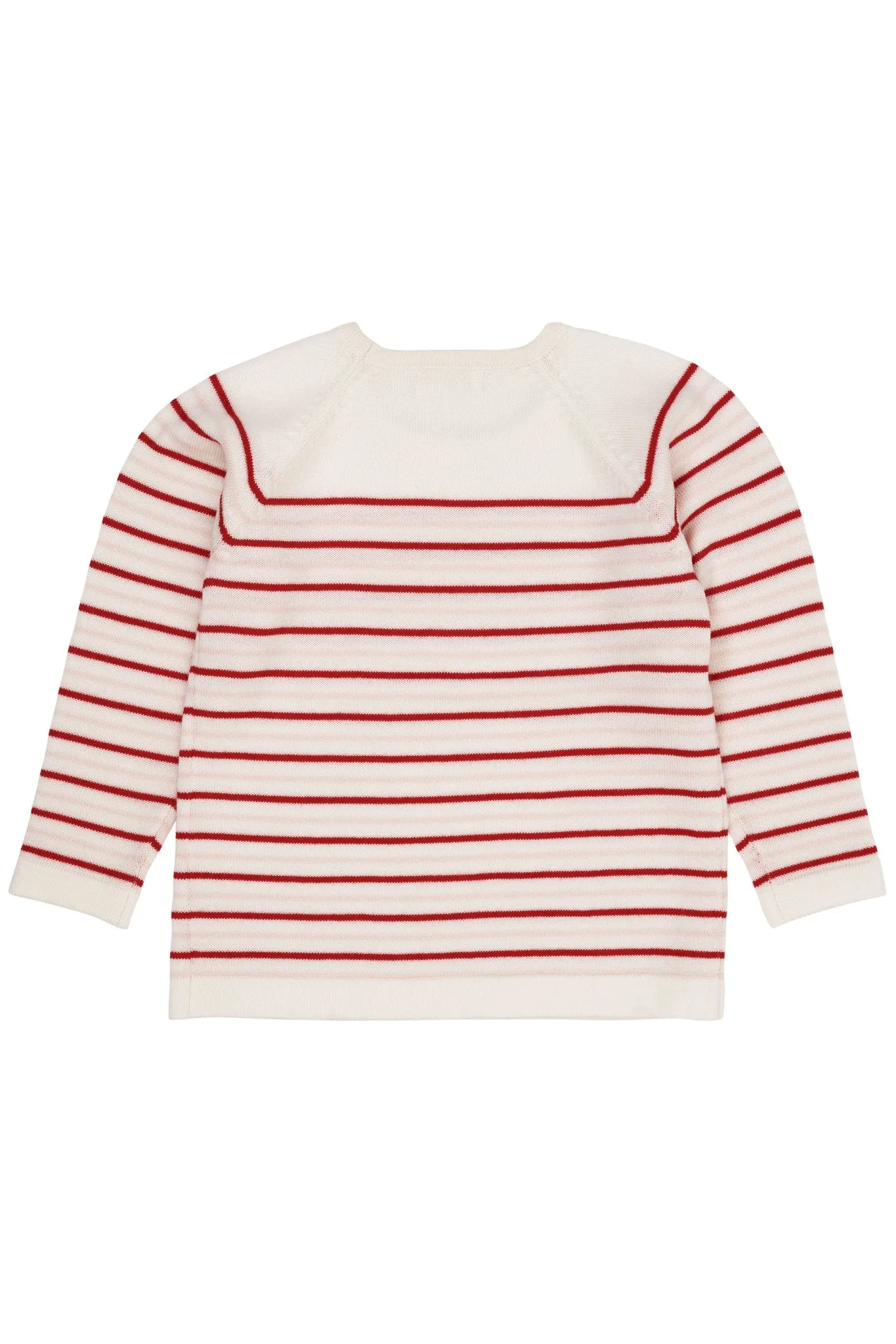 MERINO LT. KNITTED STRIPED BLOUSE - CREAM/DUSTY ROSE/RED COMBI