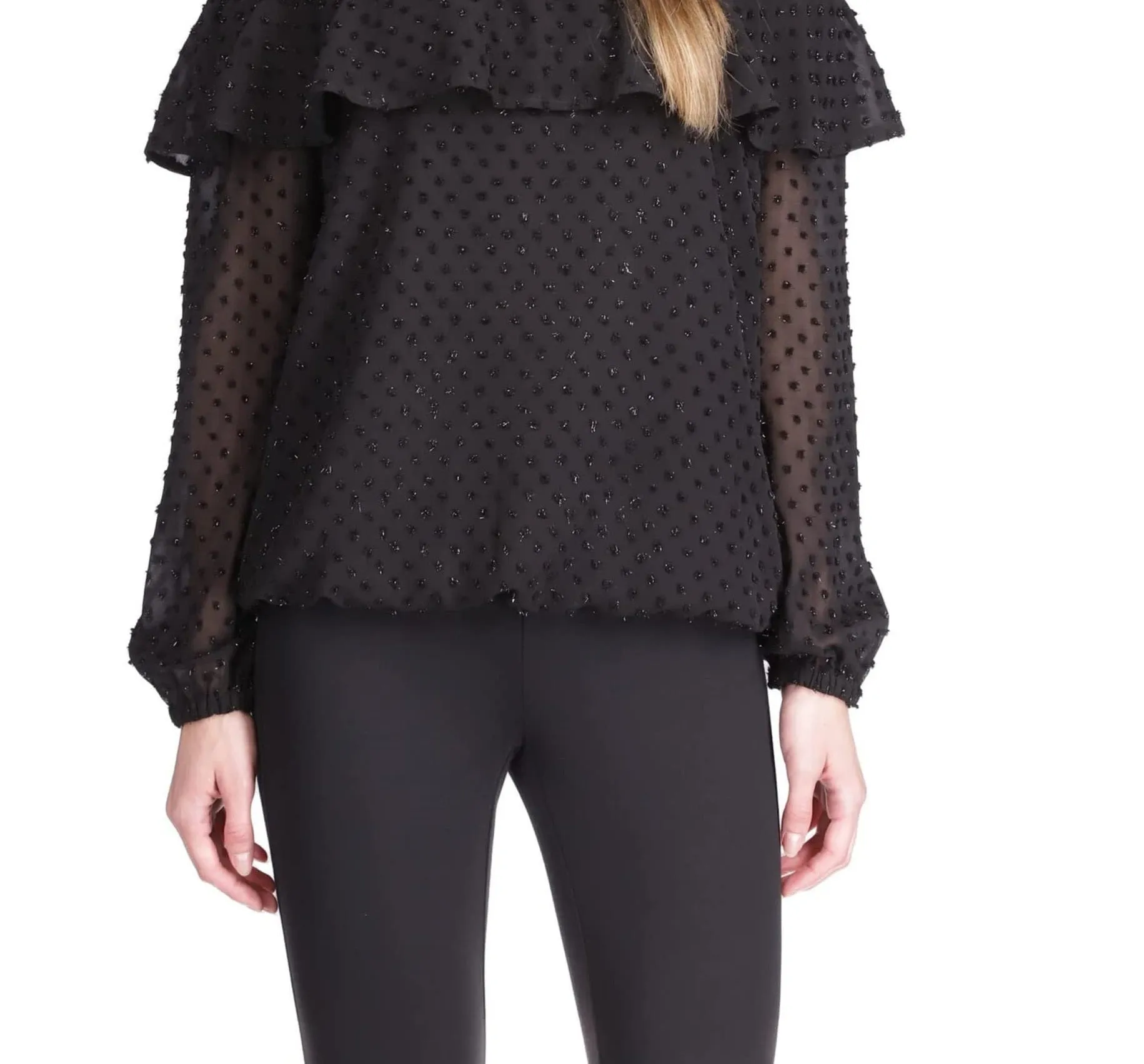 Michael Kors Women's Clip Dot Off The Shoulder Top Black