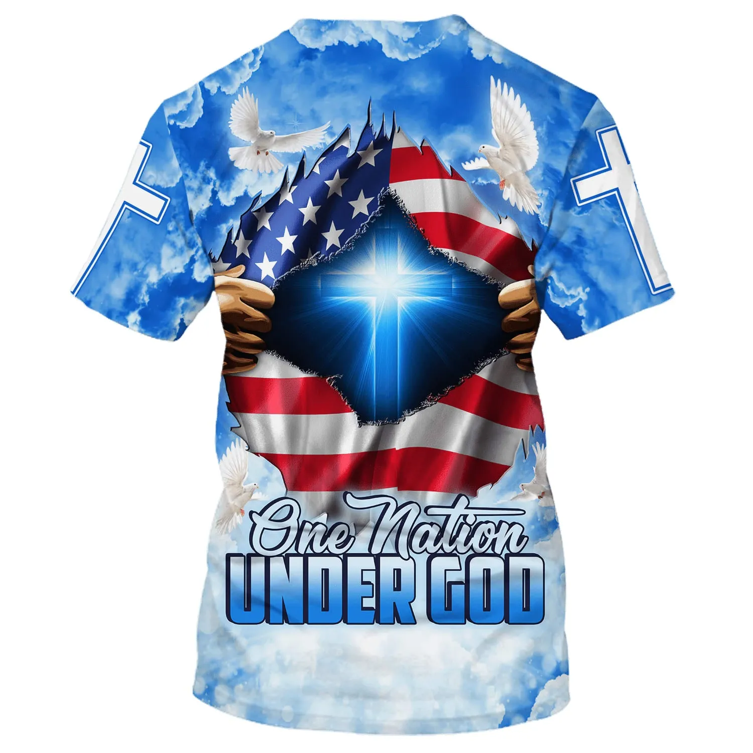 One Nation Under God Cross 3D All Over Printed Shirt for Men and Women