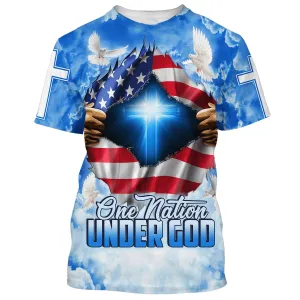 One Nation Under God Cross 3D All Over Printed Shirt for Men and Women