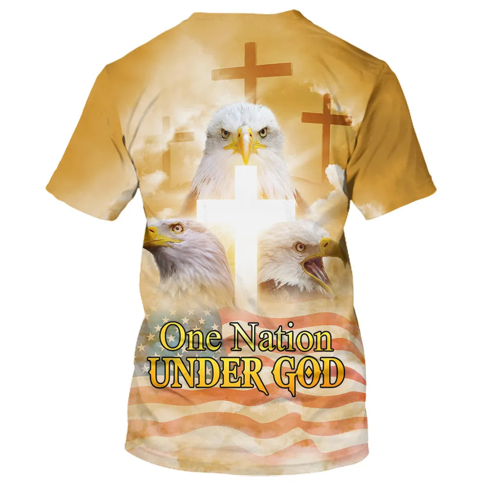 One Nation Under God Eagle American 3d All Over Print Shirt - Christian 3d Shirts For Men Women