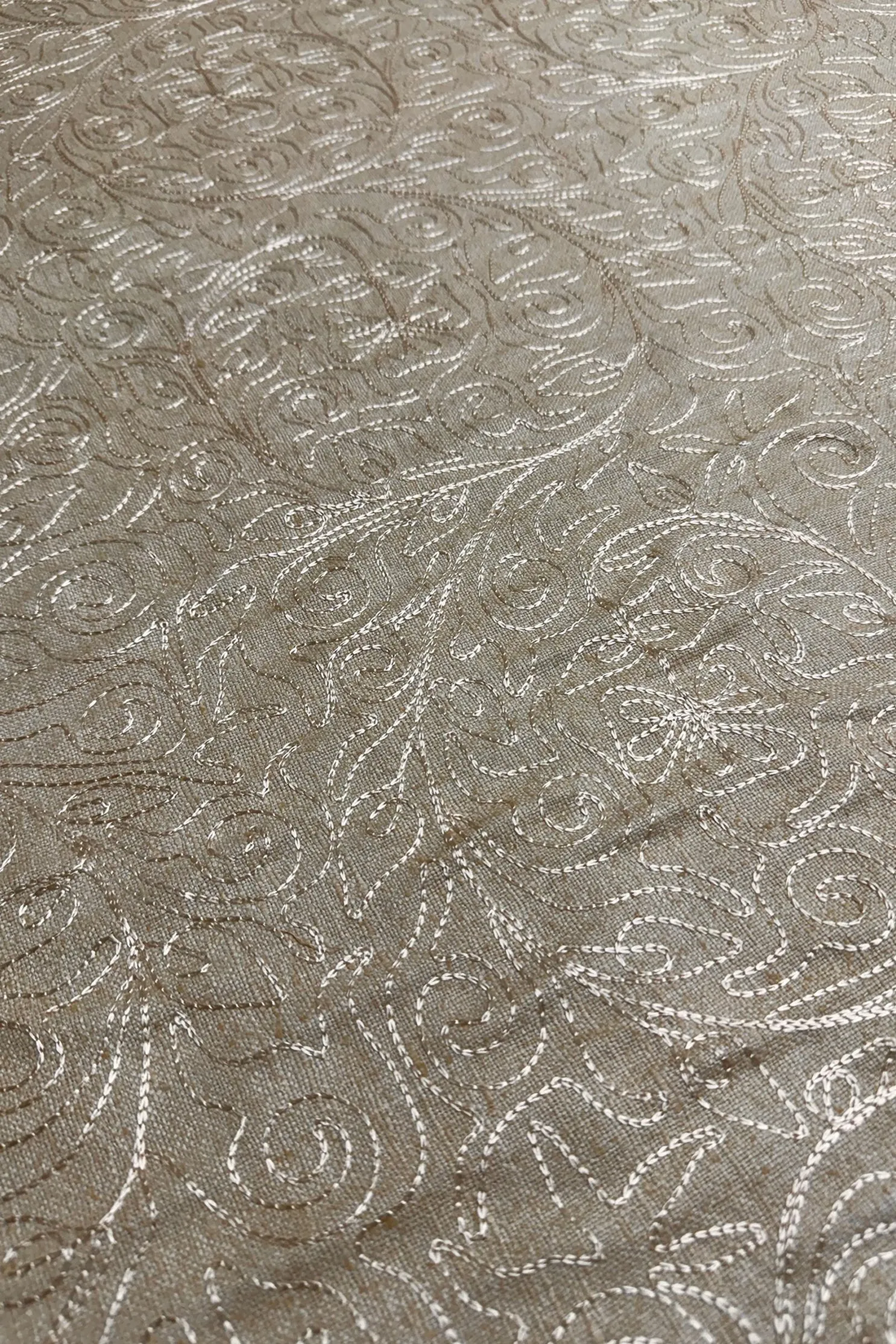 Pebble Stock Embroidered Silk Linen MEMT-018-24