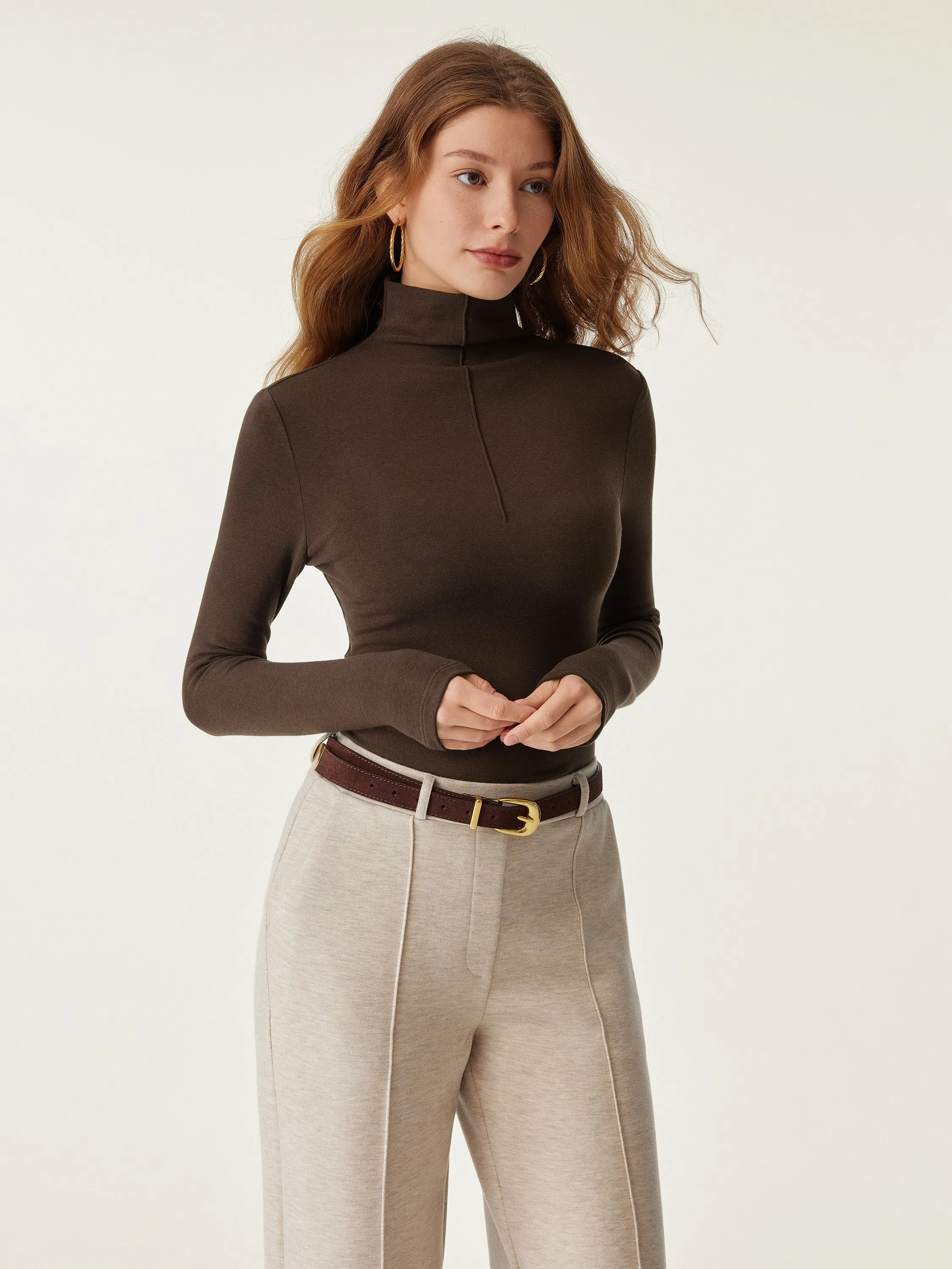 Pin-Tuck Mockneck Thermal Top