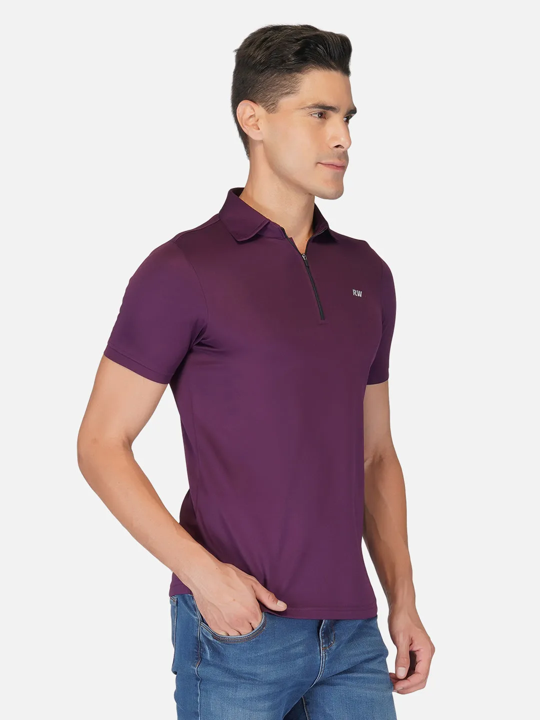 Purple Zipper Polo T-Shirt RWM2027