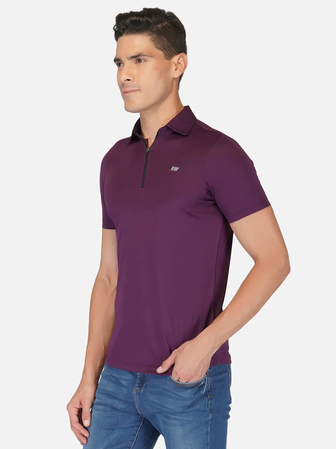 Purple Zipper Polo T-Shirt RWM2027