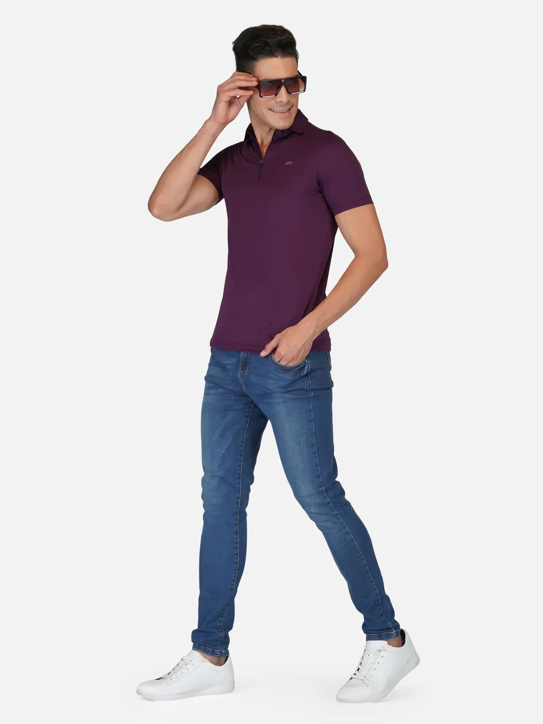 Purple Zipper Polo T-Shirt RWM2027