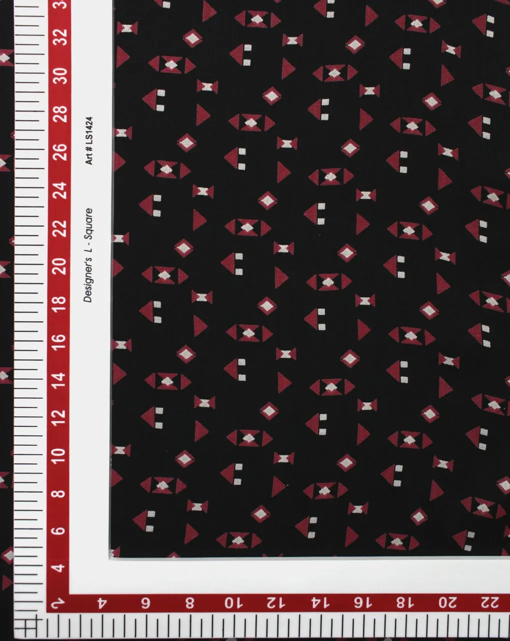 Red And Black Abstract Print Rayon Fabric