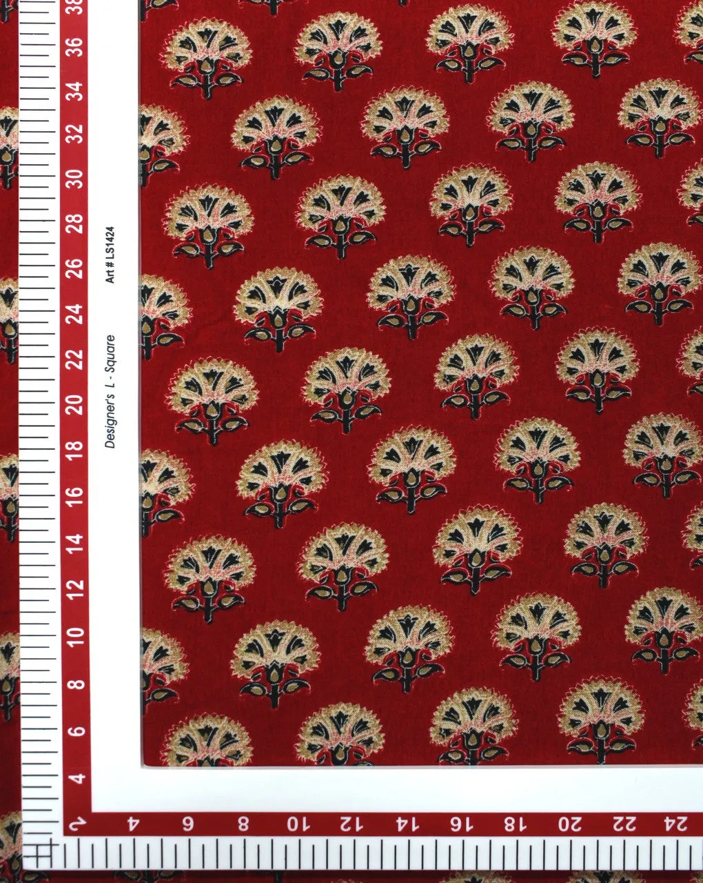 Red And Multicolor Floral Print Rayon Fabric