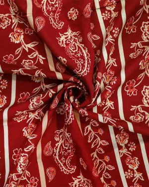 RED PAISLEY & FLORAL DESIGN PRINTED RAYON FABRIC