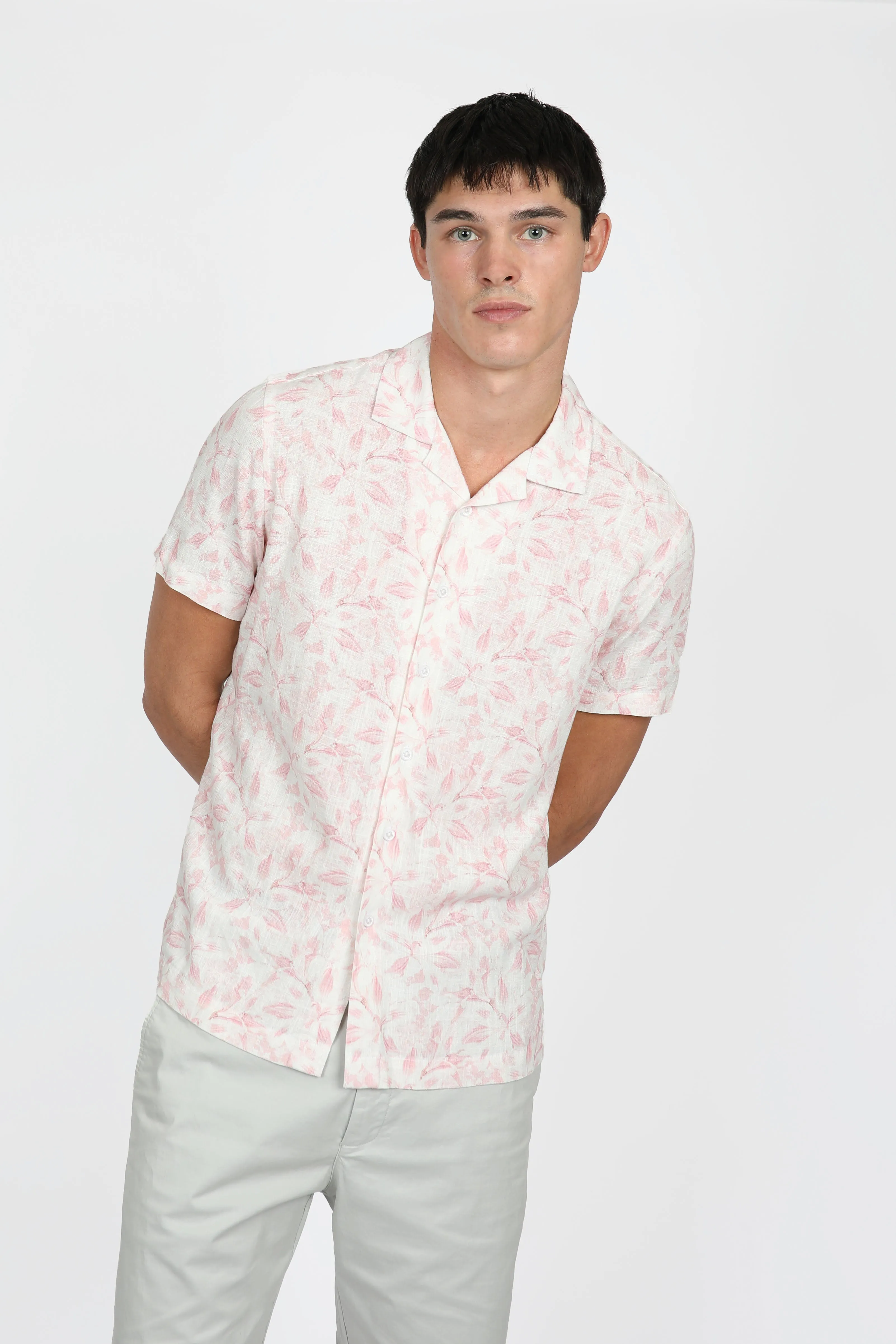 Relaxed Fit Floret Cuban Collar Shirt