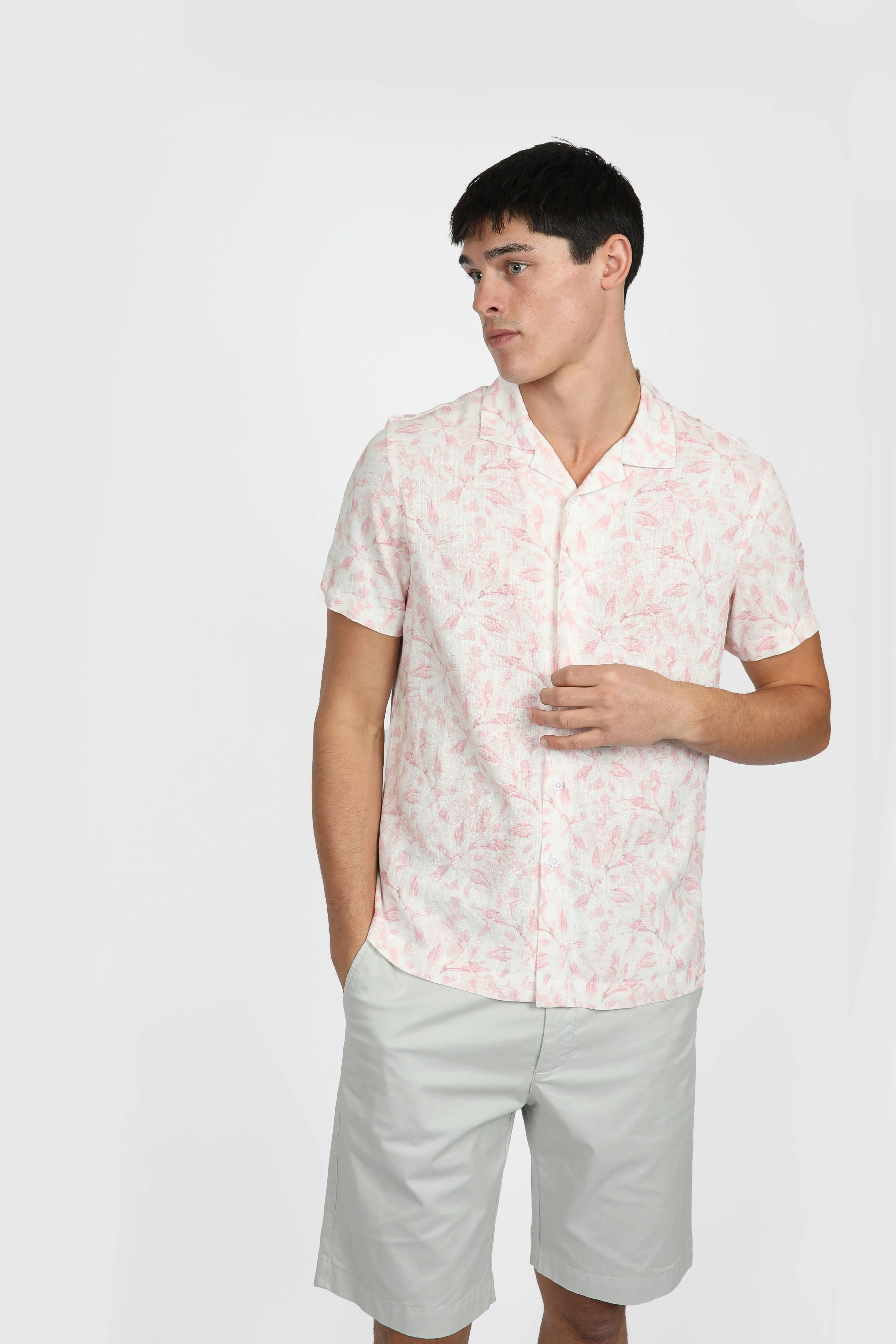 Relaxed Fit Floret Cuban Collar Shirt