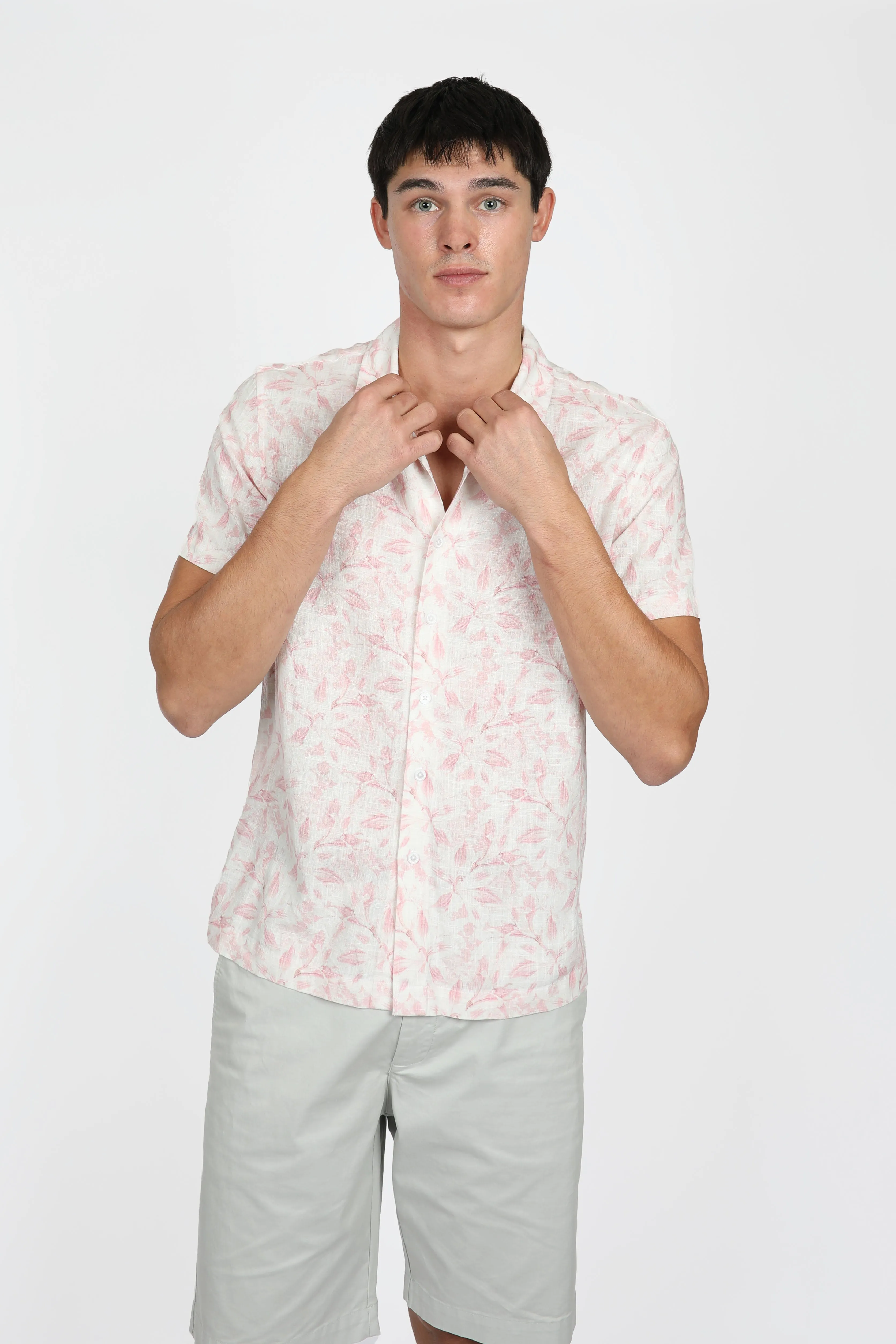 Relaxed Fit Floret Cuban Collar Shirt