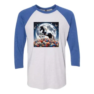 Spring Moon Horse 3 4 Sleeve Raglan T Shirts