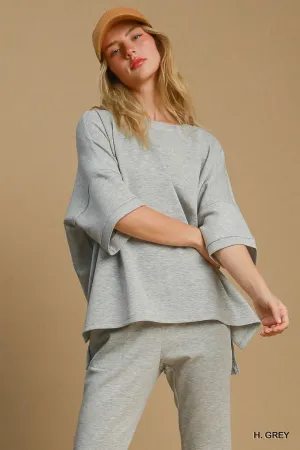 Stitched With Love Top - Heathered Grey