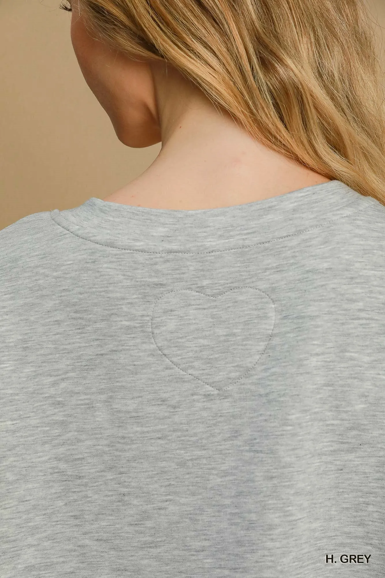 Stitched With Love Top - Heathered Grey