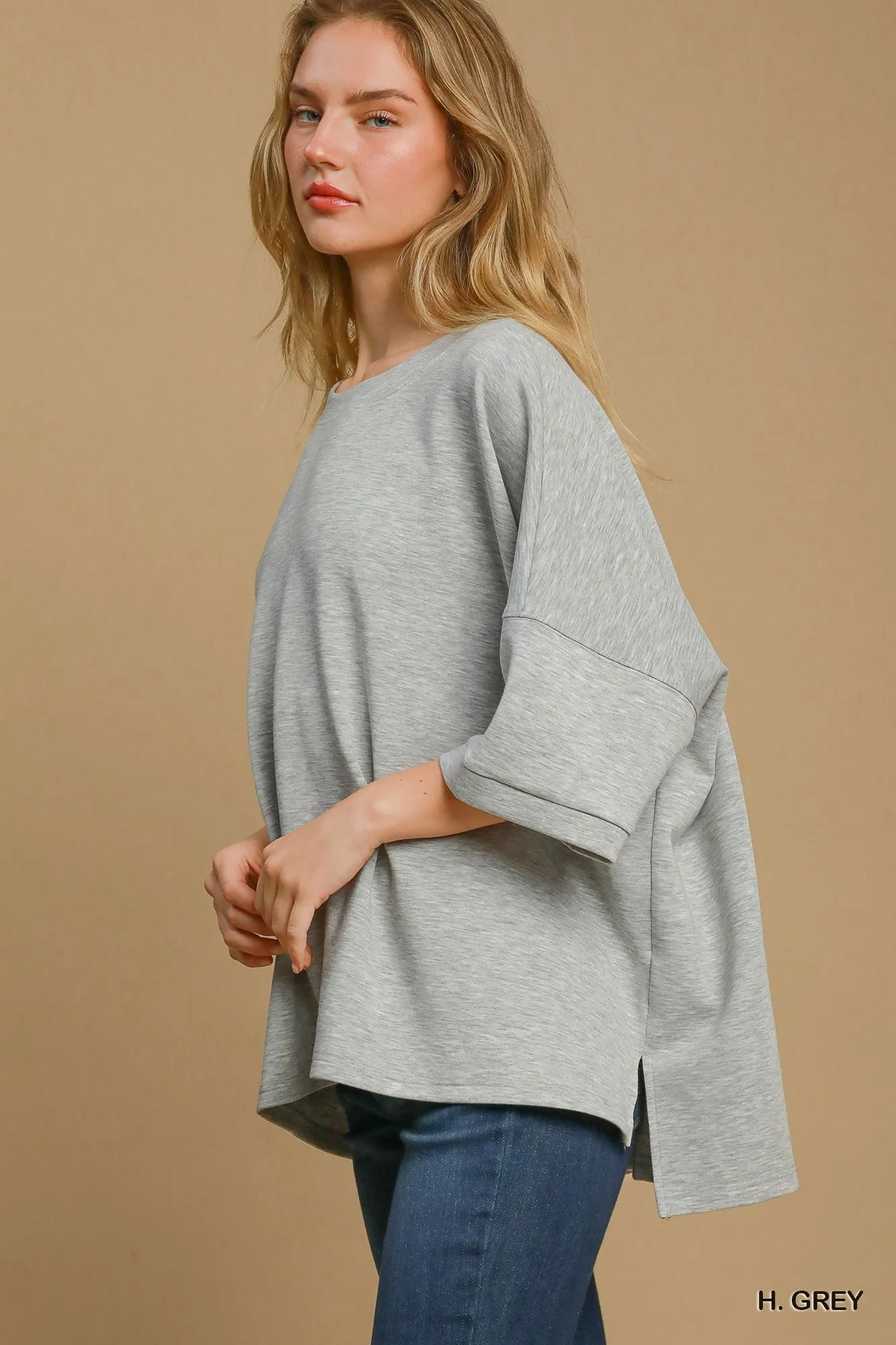 Stitched With Love Top - Heathered Grey