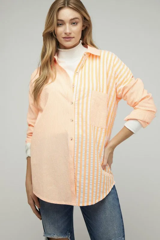 Stripe Button Down Long Sleeve Shirt