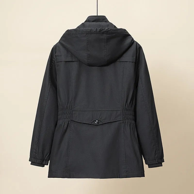 Trench Spring Hooded & Button Windbreaker Loose Jackets