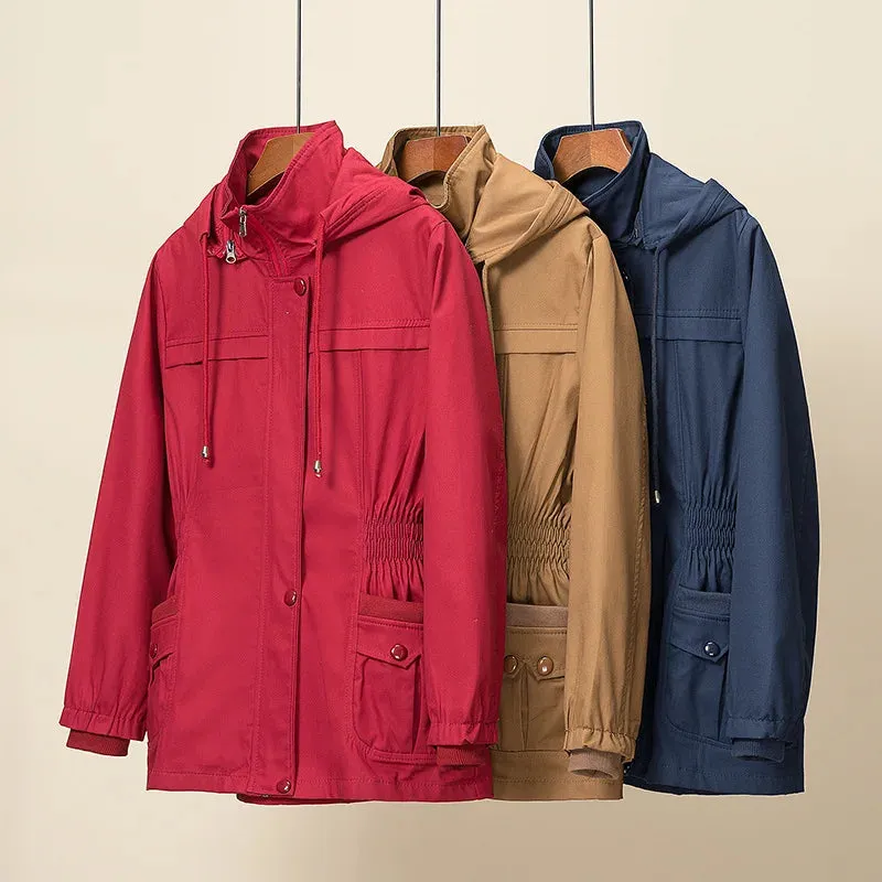 Trench Spring Hooded & Button Windbreaker Loose Jackets