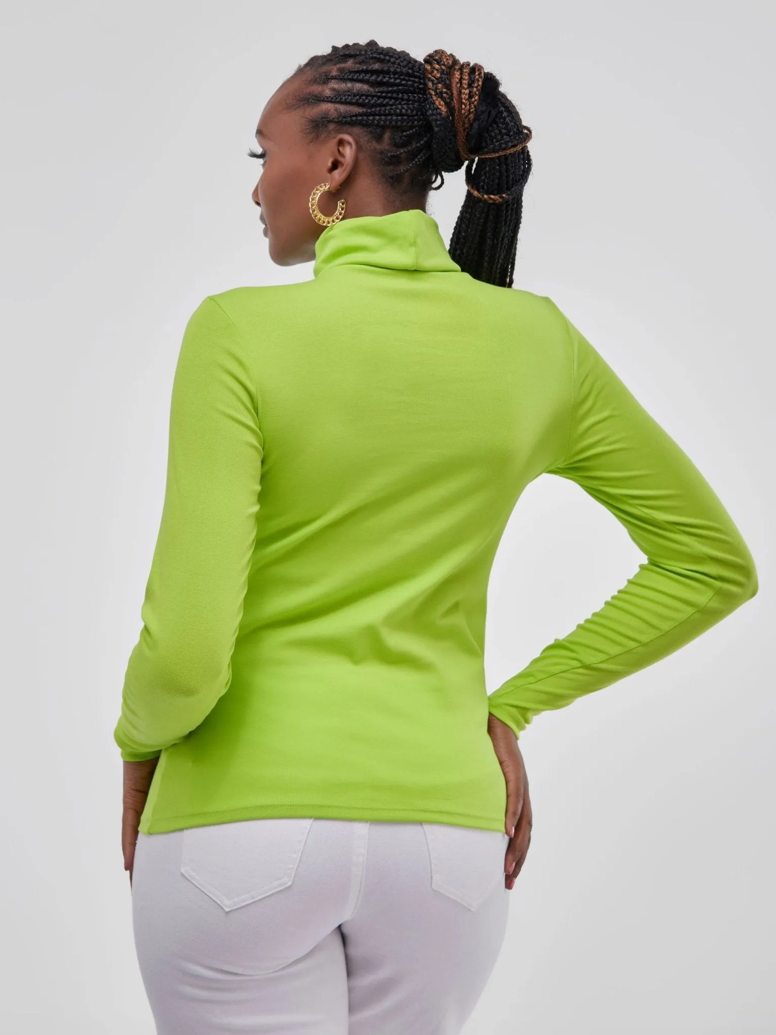 Vivo Basic Turtle Neck Top - Lime Green