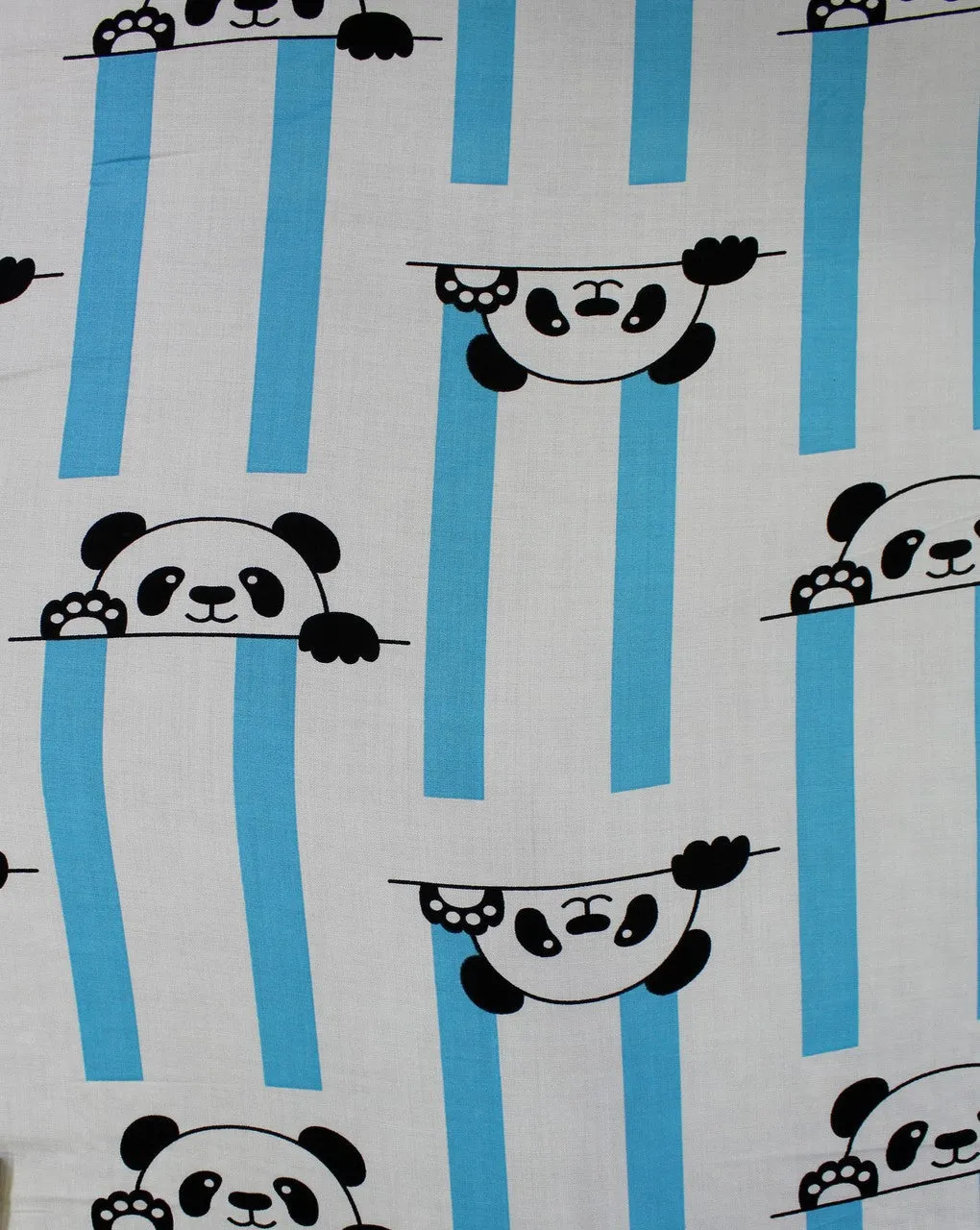 White And Black & Cyan Kids Print Rayon Fabric