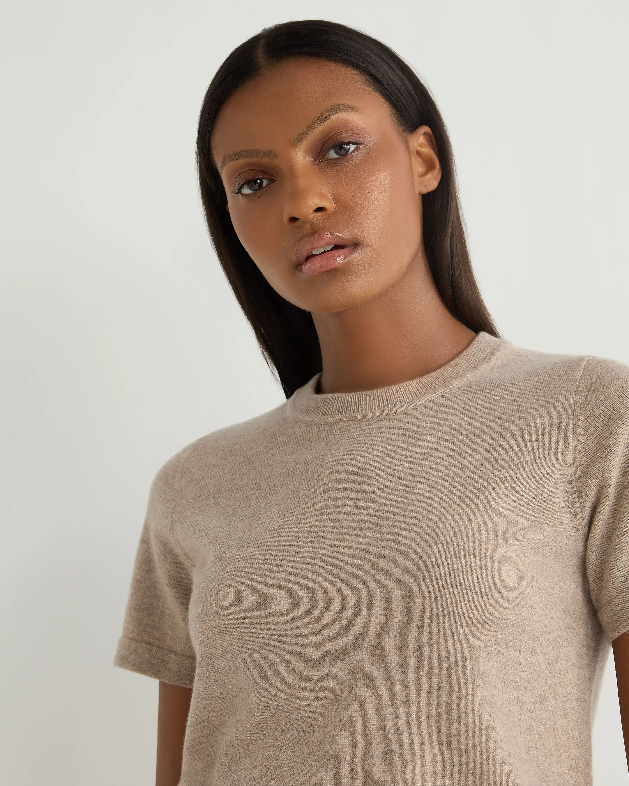 Women's Lottie Cashmere T-Shirt Oatmeal Brown