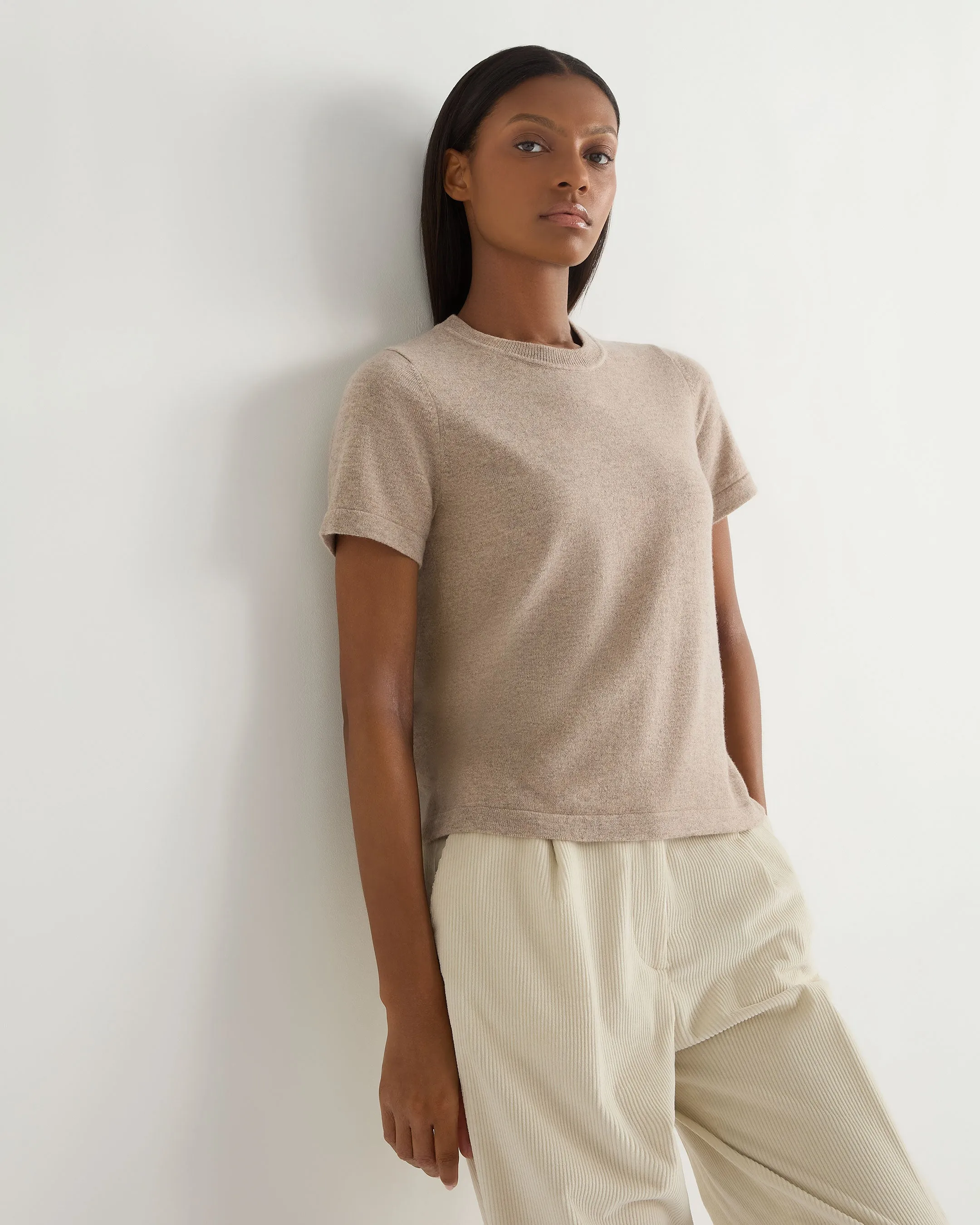 Women's Lottie Cashmere T-Shirt Oatmeal Brown