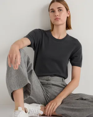 Women's Milly Classic Cashmere T-Shirt Anthracite Grey