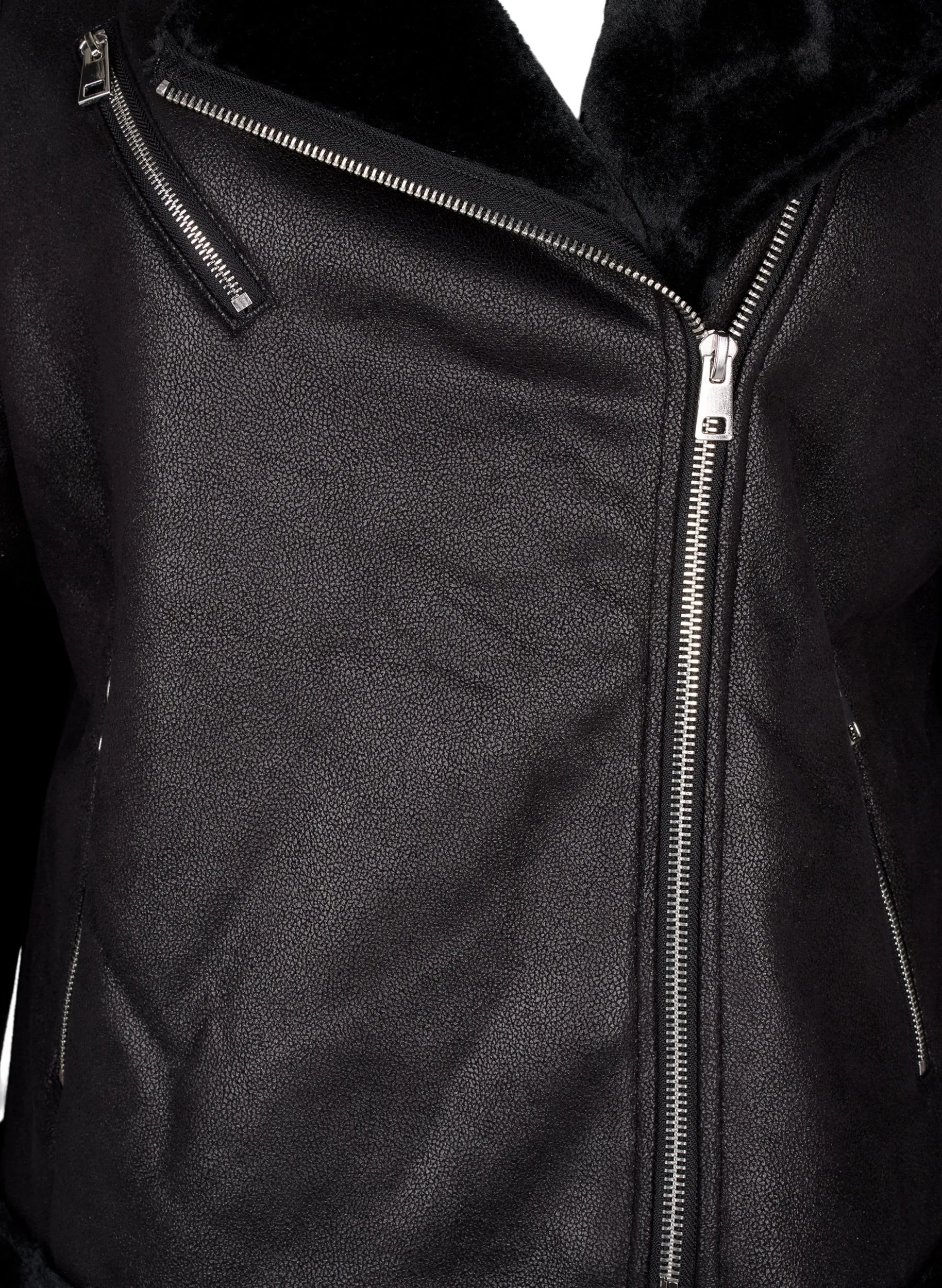 Zizzi Pilot Faux Leather Jacket in Black